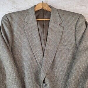Club Room Sport Coat Mens 44 Regular Brown Silk Wool Tweed Ventless 2 Button